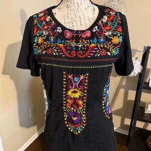 Embroidered Black Top